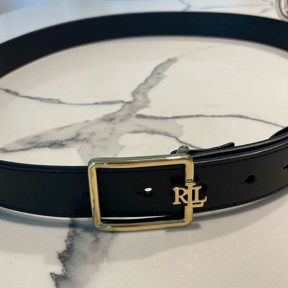 NWOT Ralph Lauren Black Leather Belt XL